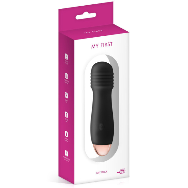 Vibromasseur noir 7 vitesses USB tête strié 
